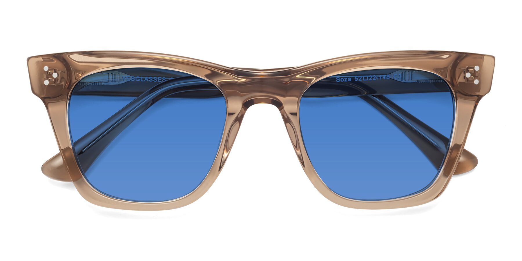 Folded Front of Soza in Amber with Blue Tinted Lenses