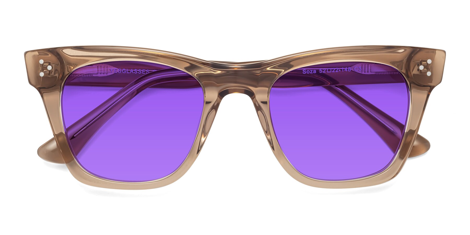 Folded Front of Soza in Amber with Purple Tinted Lenses