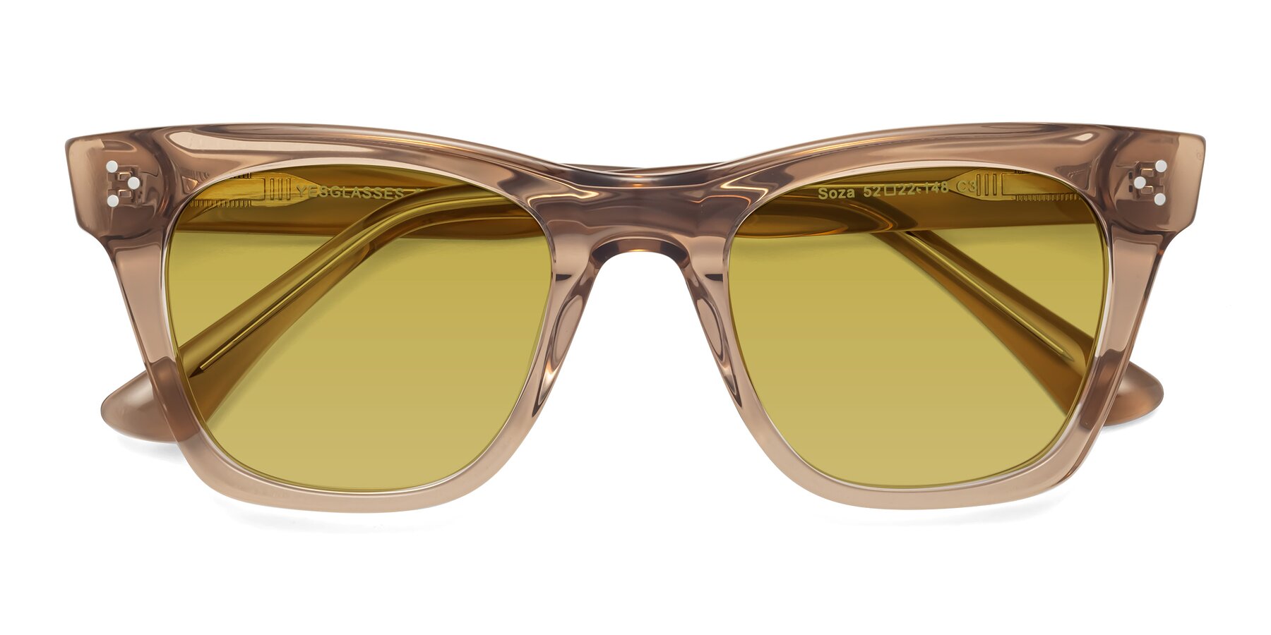 Folded Front of Soza in Amber with Champagne Tinted Lenses