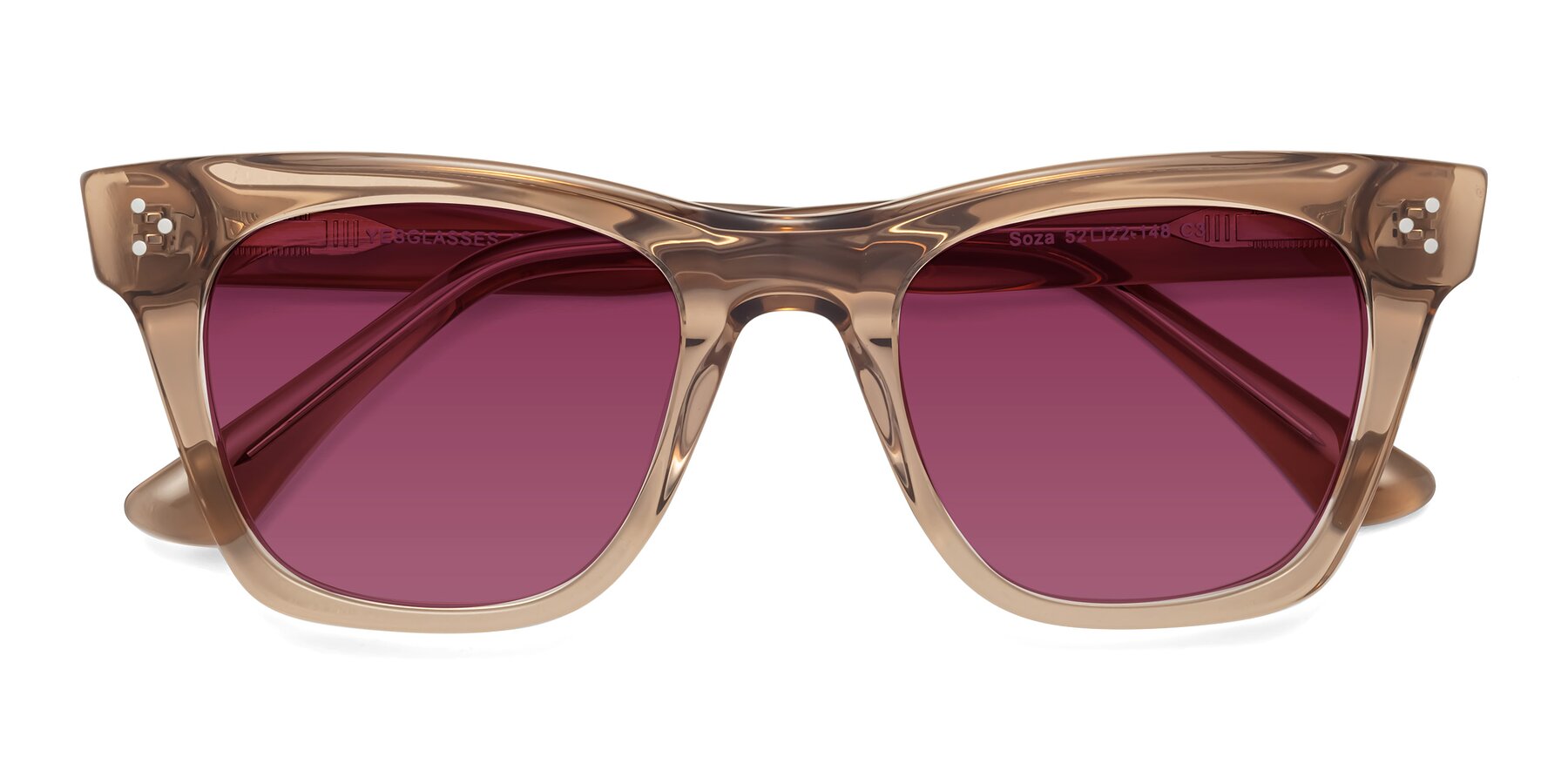 Folded Front of Soza in Amber with Wine Tinted Lenses