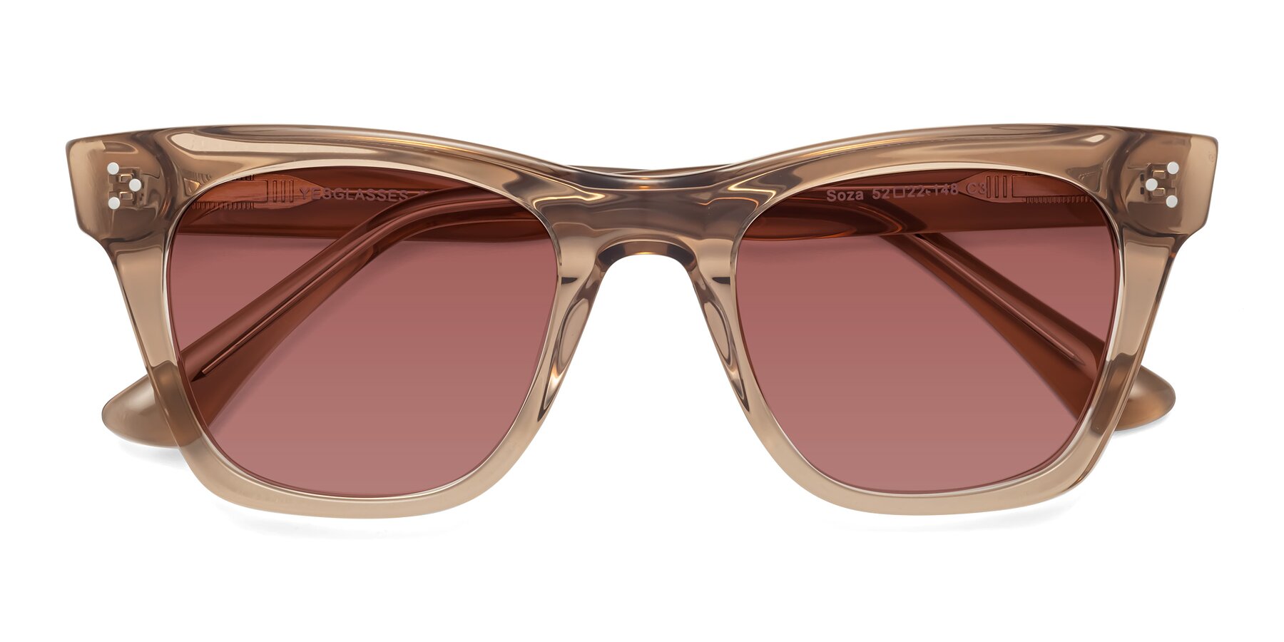 Folded Front of Soza in Amber with Garnet Tinted Lenses