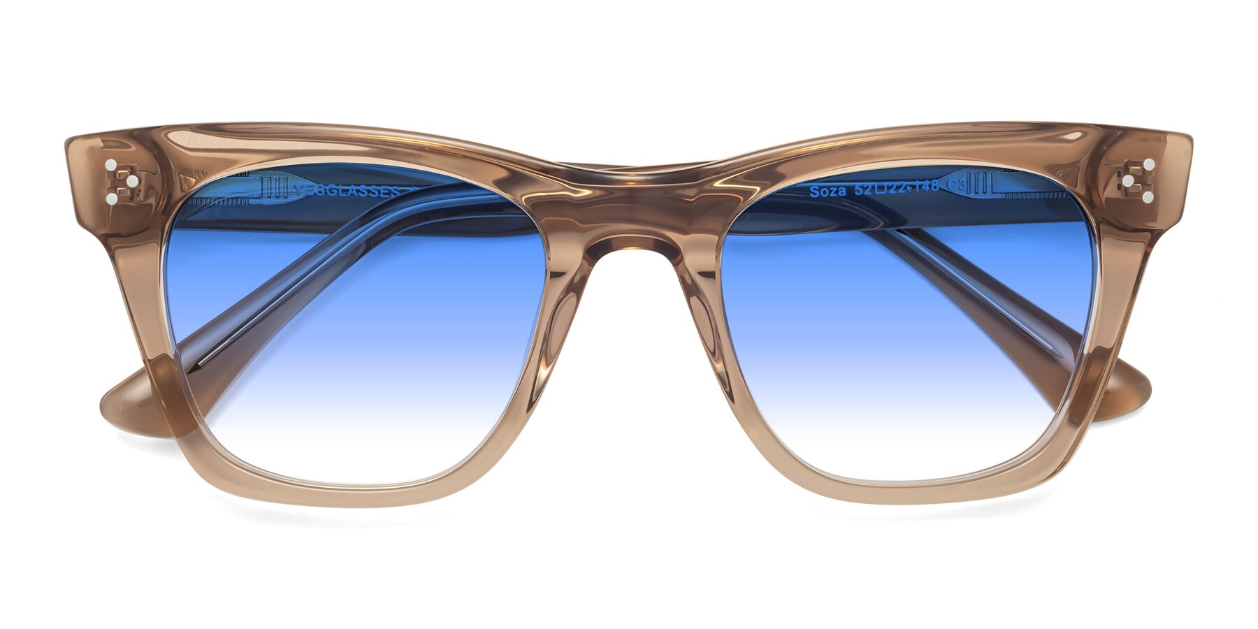 Folded Front of Soza in Amber with Blue Gradient Lenses