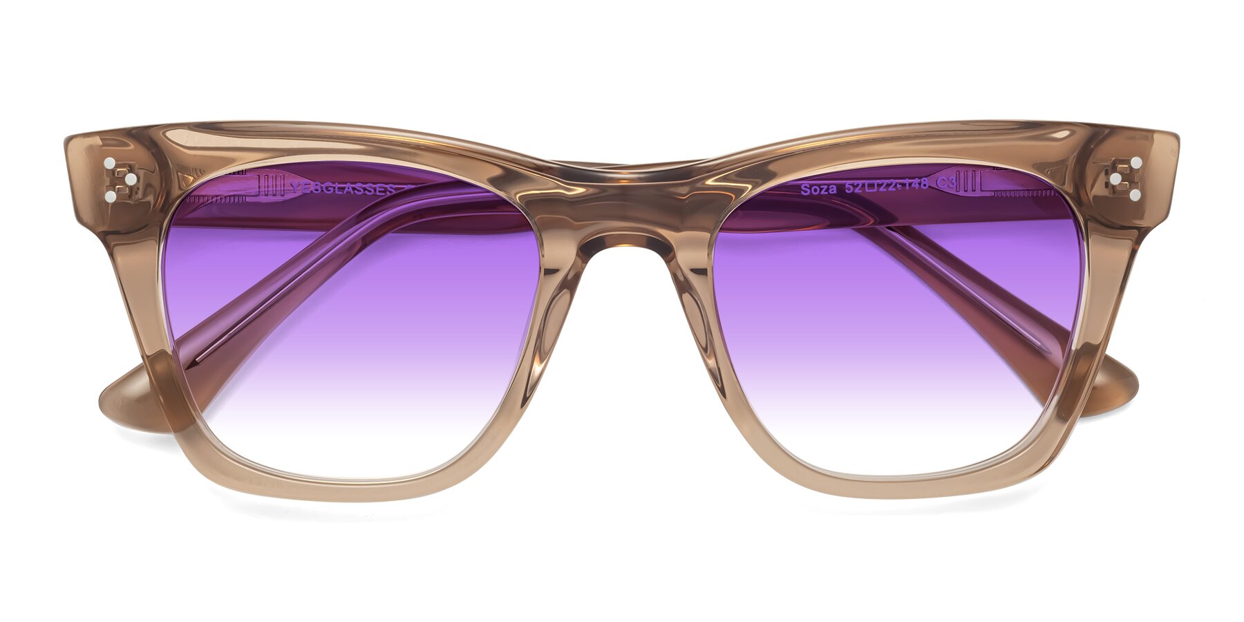 Folded Front of Soza in Amber with Purple Gradient Lenses