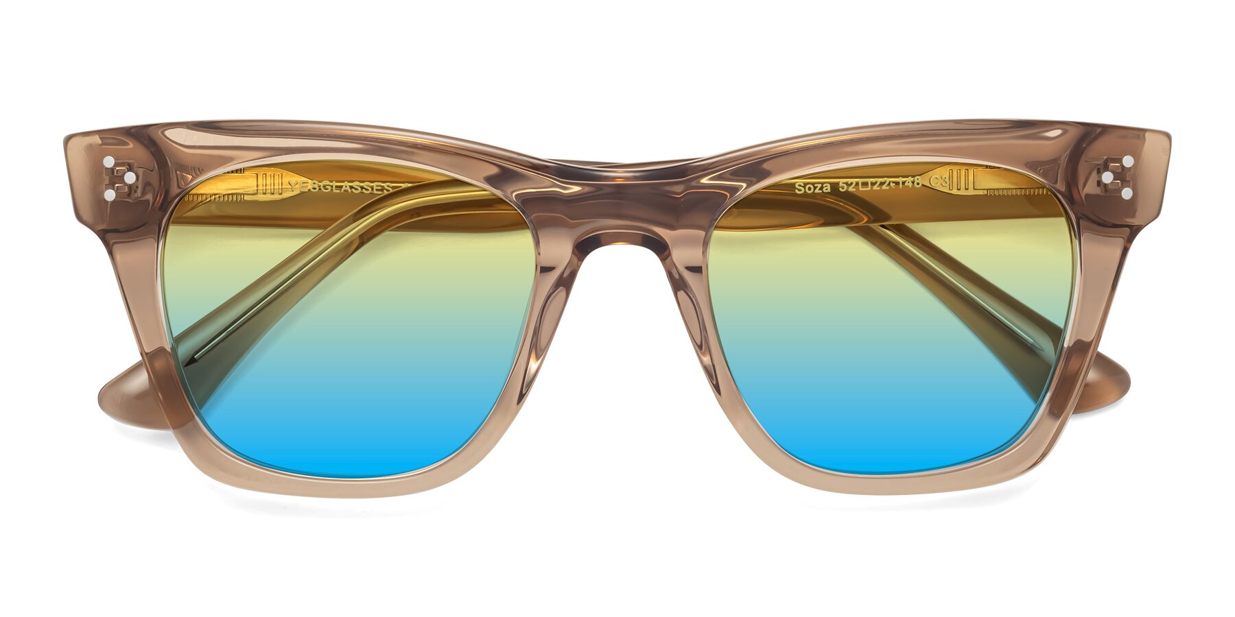 Folded Front of Soza in Amber with Yellow / Blue Gradient Lenses