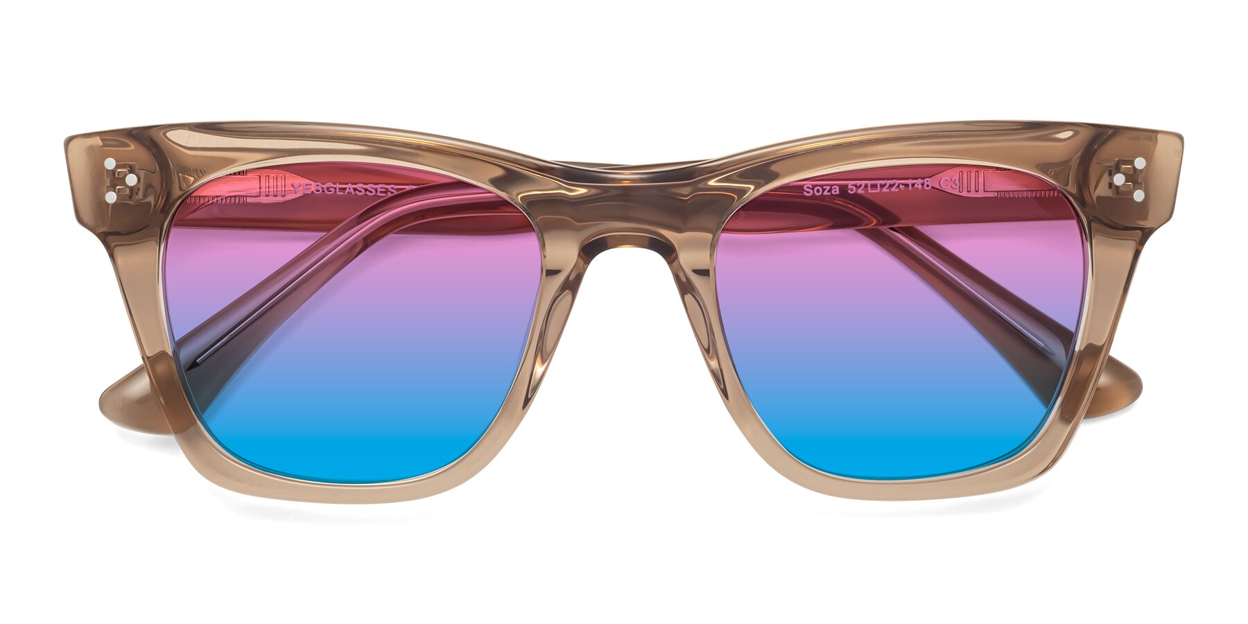 Folded Front of Soza in Amber with Pink / Blue Gradient Lenses