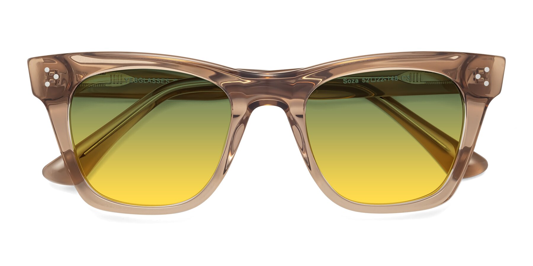 Folded Front of Soza in Amber with Green / Yellow Gradient Lenses