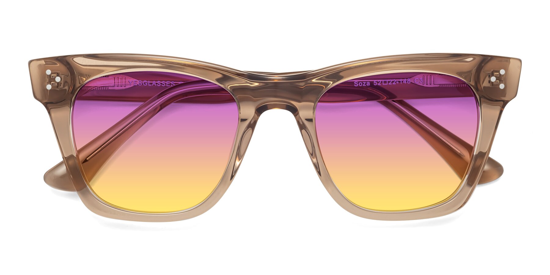 Folded Front of Soza in Amber with Purple / Yellow Gradient Lenses