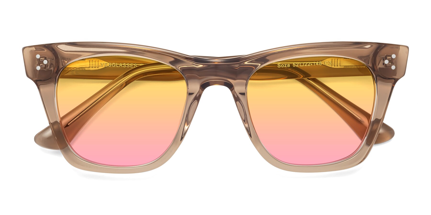 Folded Front of Soza in Amber with Yellow / Pink Gradient Lenses