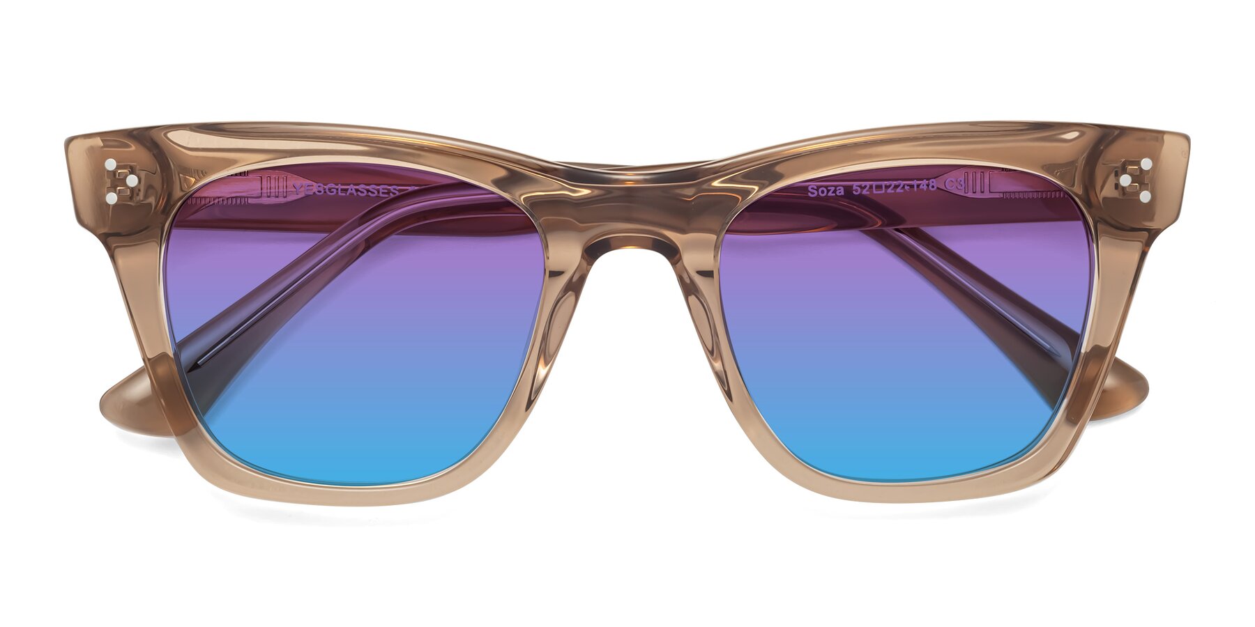 Folded Front of Soza in Amber with Purple / Blue Gradient Lenses