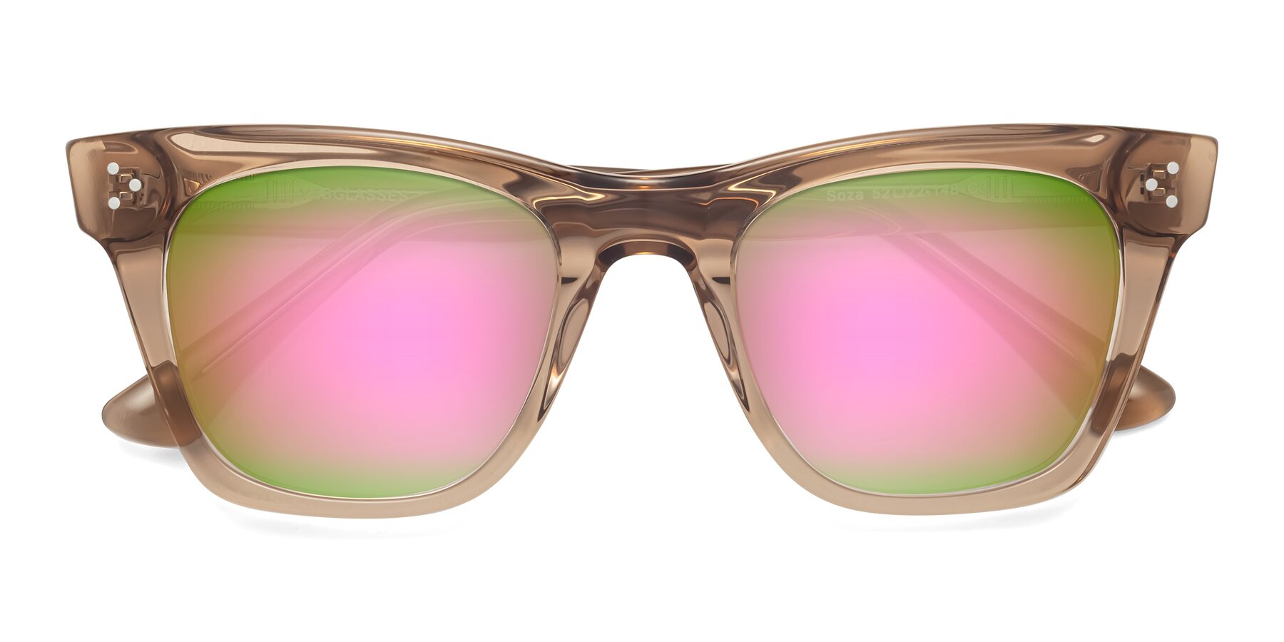 Folded Front of Soza in Amber with Pink Mirrored Lenses