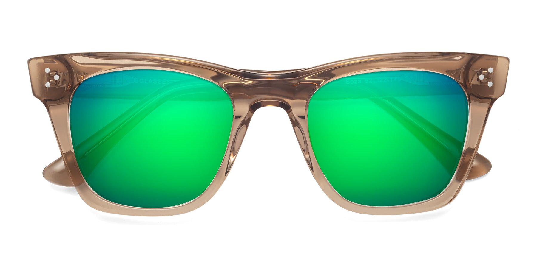 Folded Front of Soza in Amber with Green Mirrored Lenses