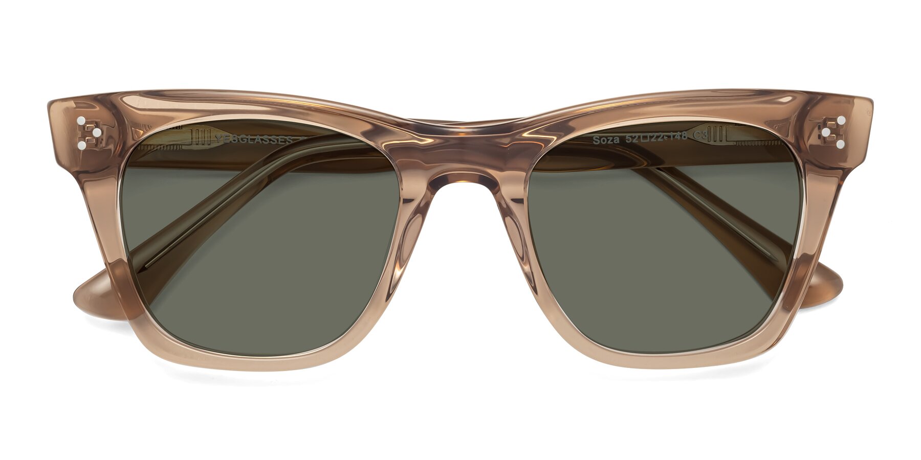 Folded Front of Soza in Amber with Gray Polarized Lenses