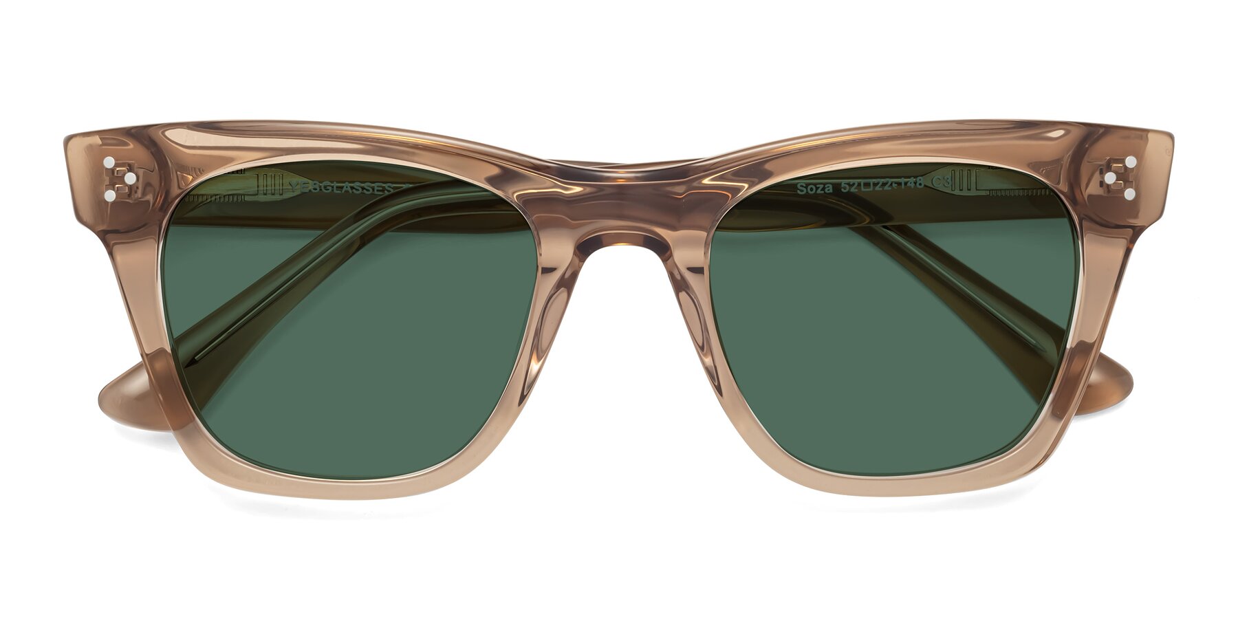 Folded Front of Soza in Amber with Green Polarized Lenses