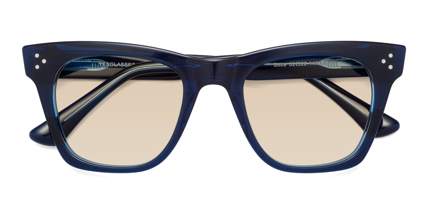 Folded Front of Soza in Blue with Light Brown Tinted Lenses