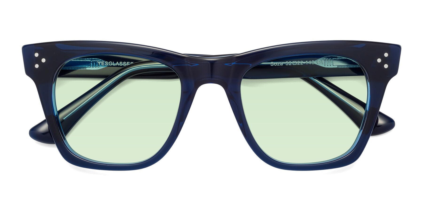 Folded Front of Soza in Blue with Light Green Tinted Lenses