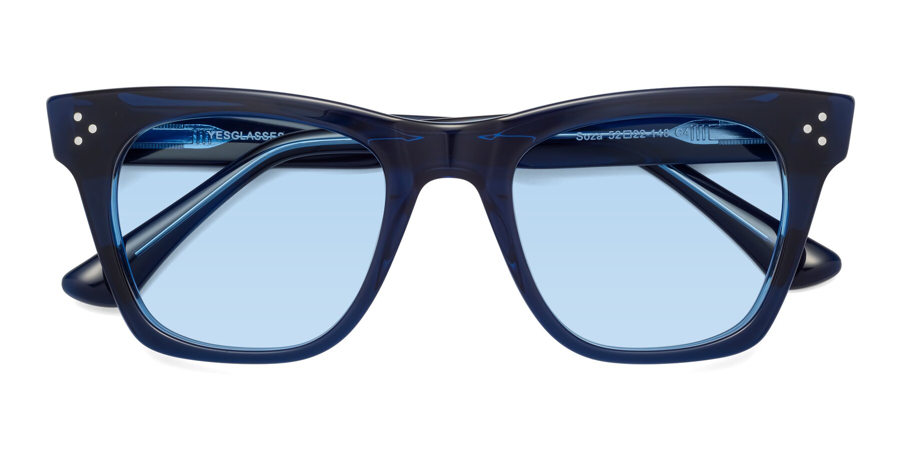 Folded Front of Soza in Blue with Light Blue Tinted Lenses