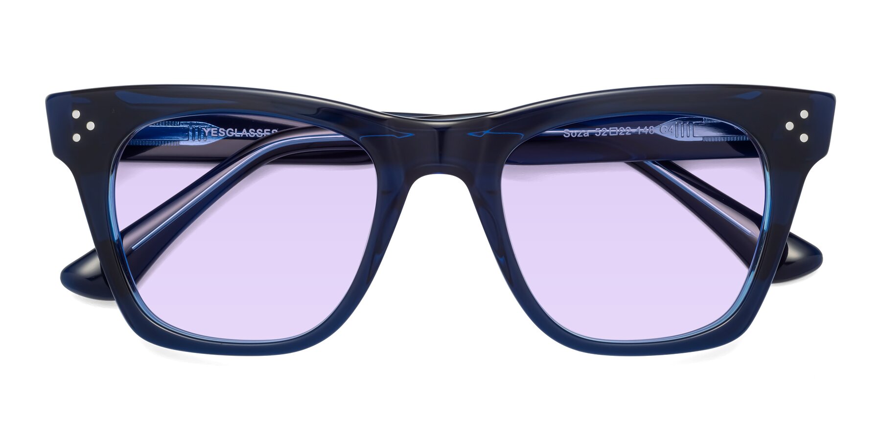 Folded Front of Soza in Blue with Light Purple Tinted Lenses