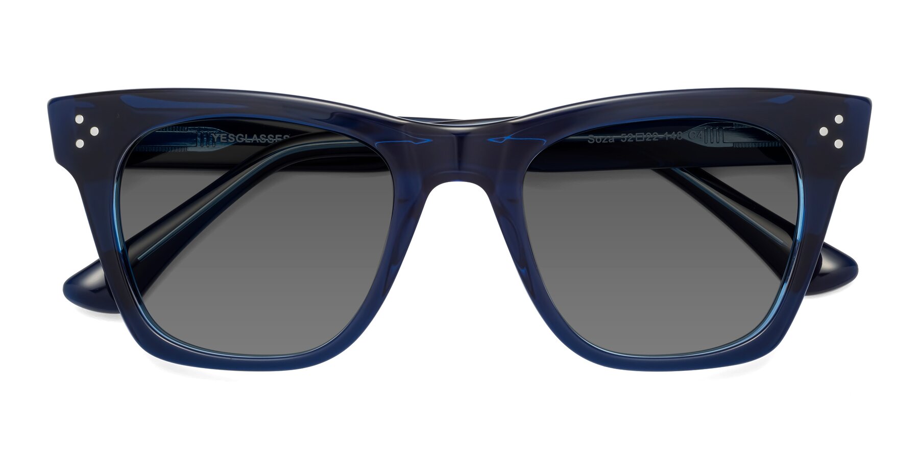 Folded Front of Soza in Blue with Medium Gray Tinted Lenses