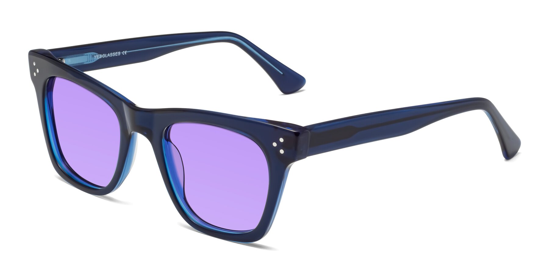 Angle of Soza in Blue with Medium Purple Tinted Lenses