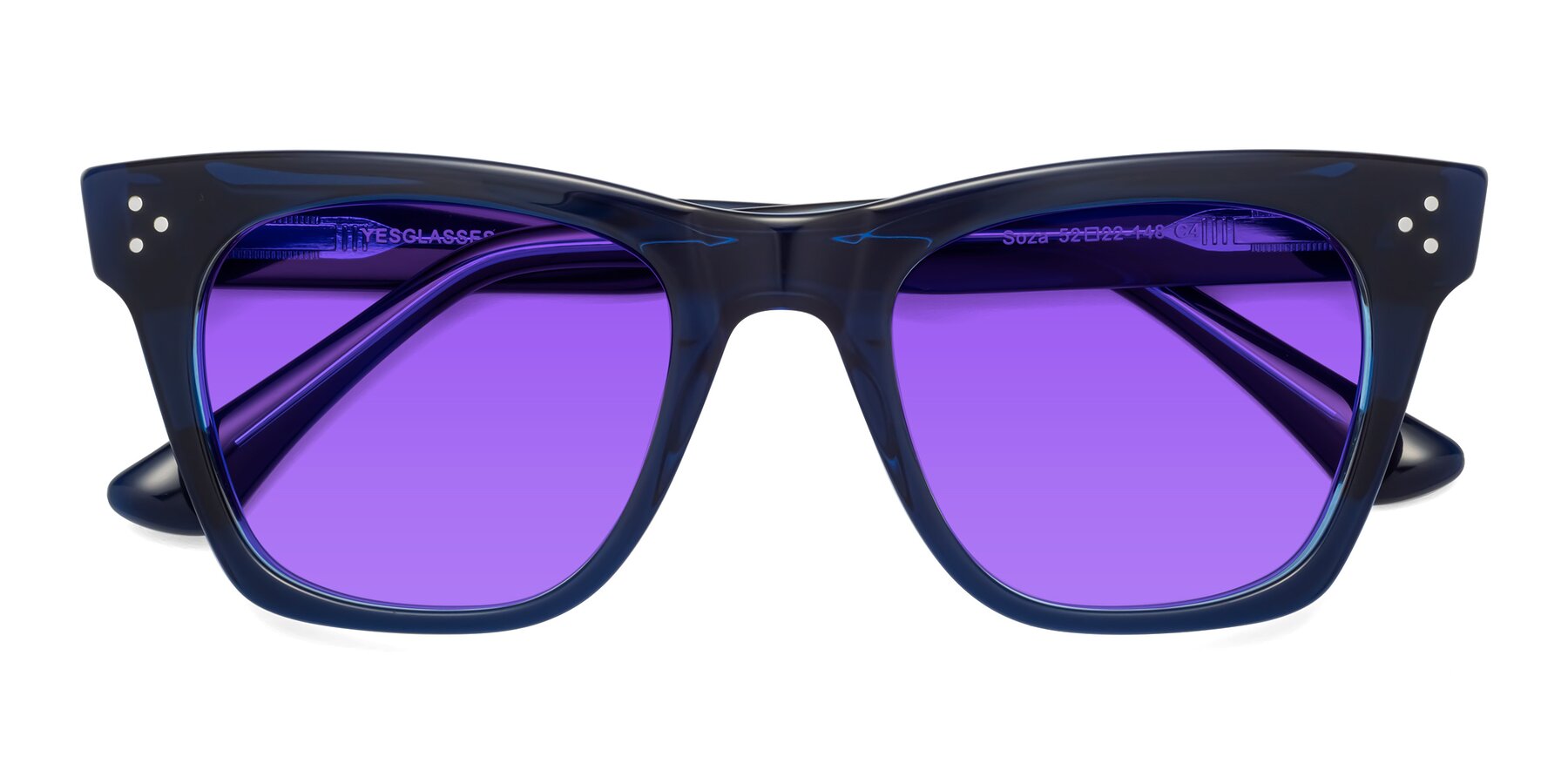 Folded Front of Soza in Blue with Purple Tinted Lenses
