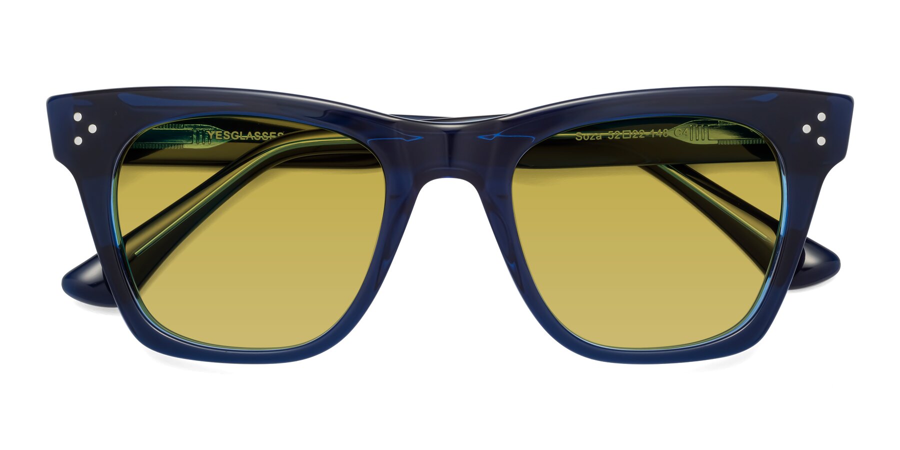 Folded Front of Soza in Blue with Champagne Tinted Lenses