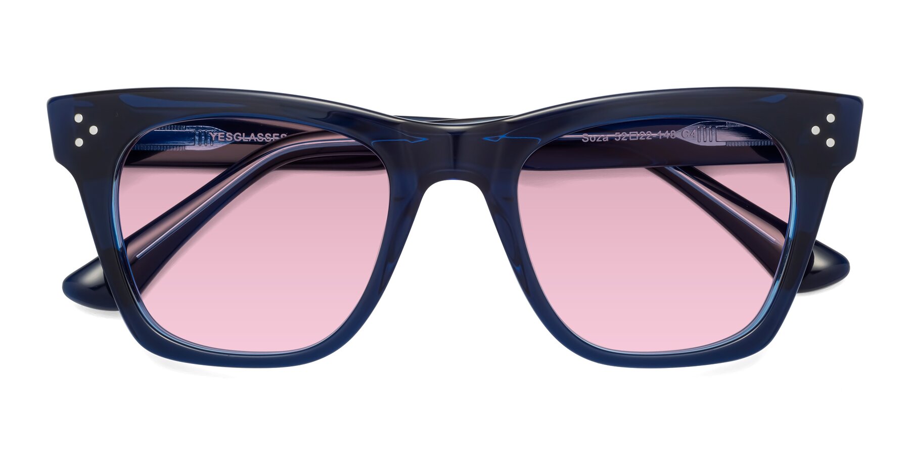 Folded Front of Soza in Blue with Light Wine Tinted Lenses