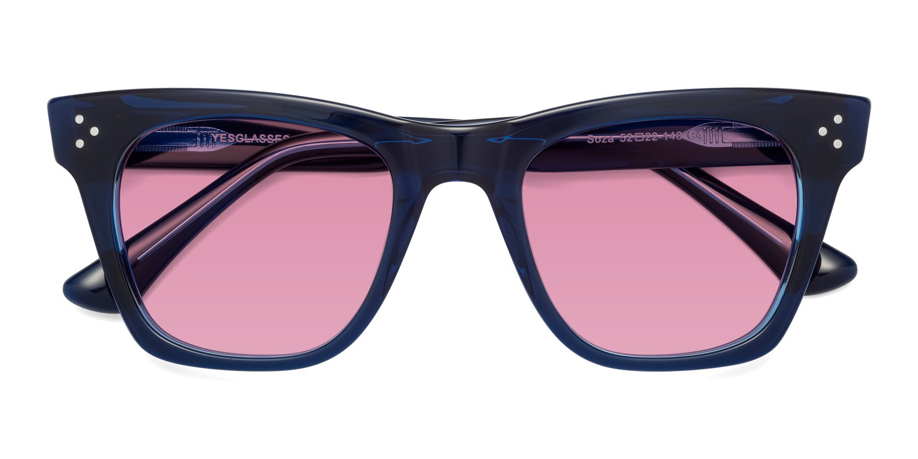 Folded Front of Soza in Blue with Medium Wine Tinted Lenses