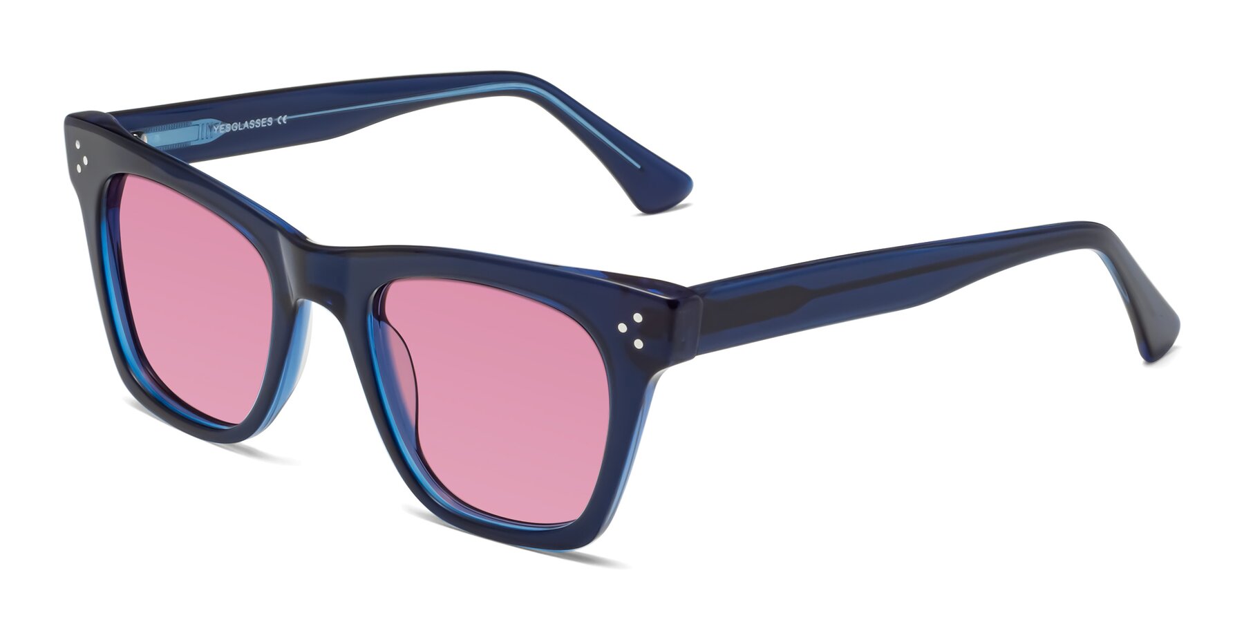 Angle of Soza in Blue with Medium Wine Tinted Lenses