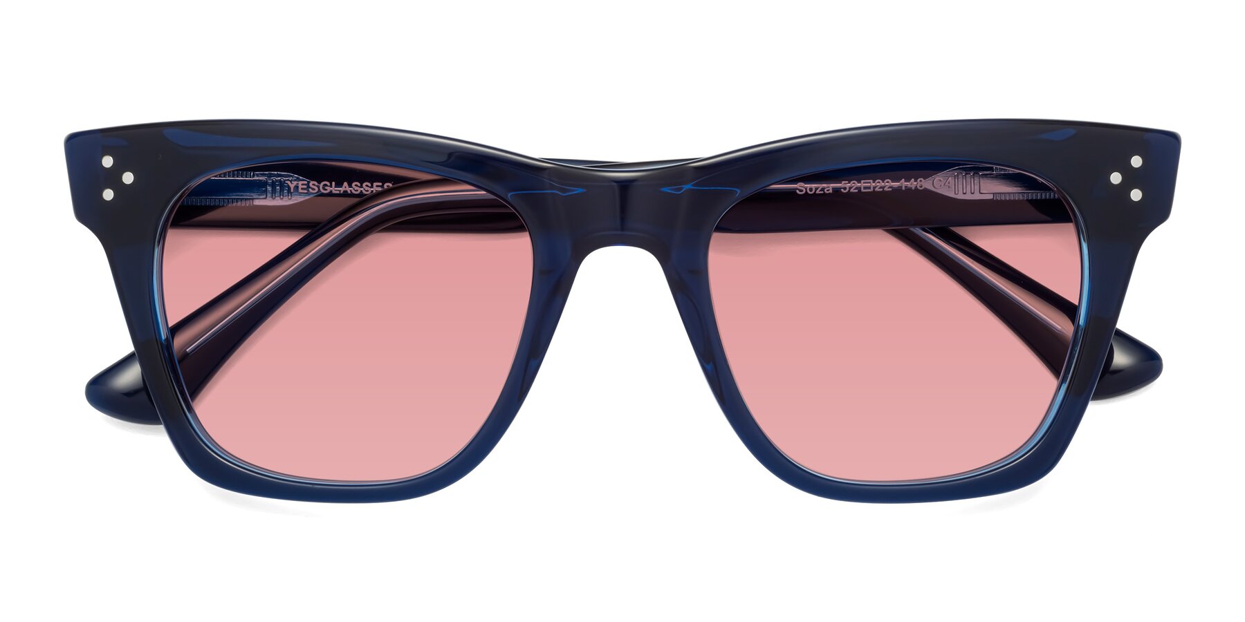 Folded Front of Soza in Blue with Medium Garnet Tinted Lenses