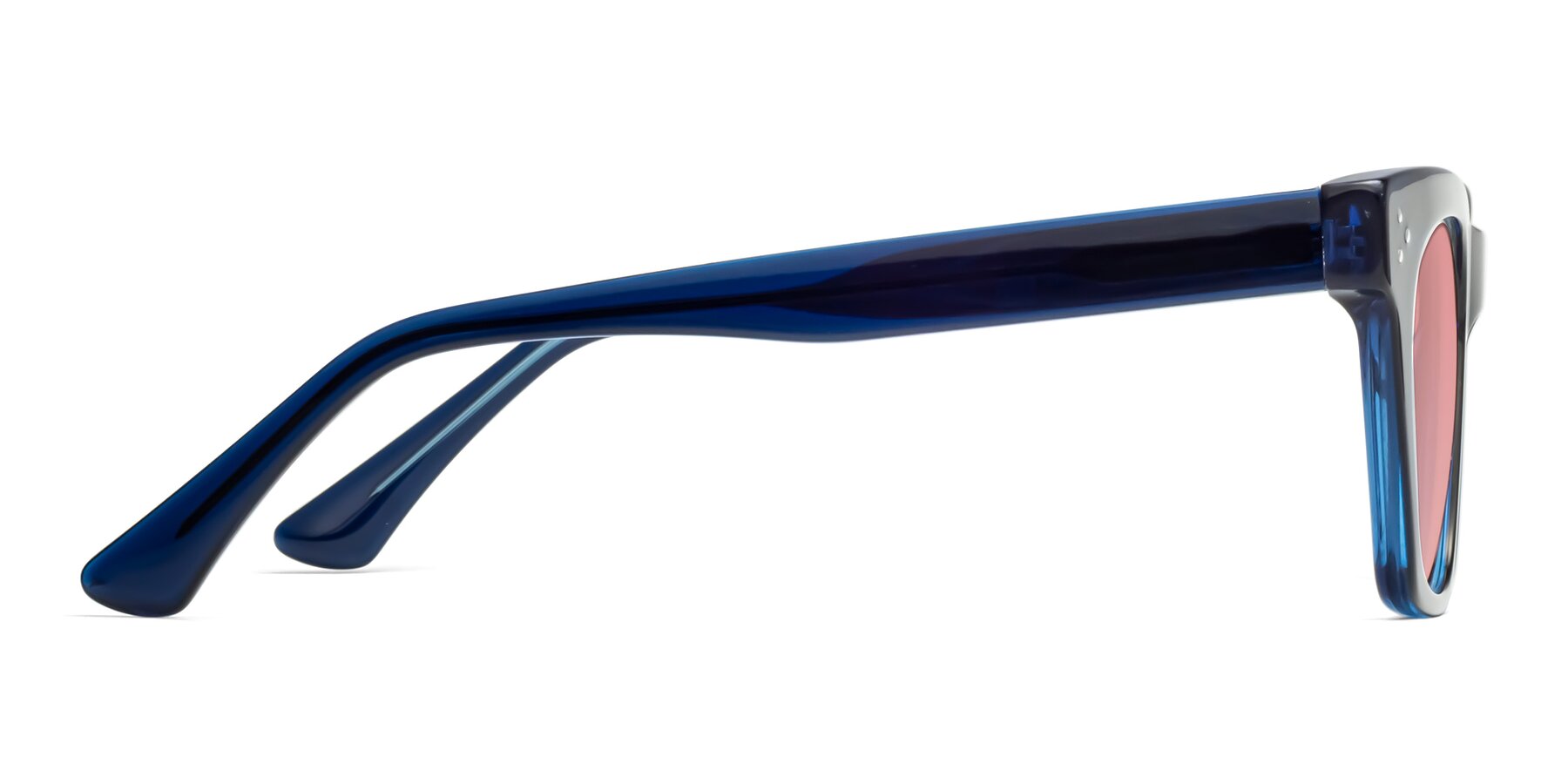 Side of Soza in Blue with Medium Garnet Tinted Lenses