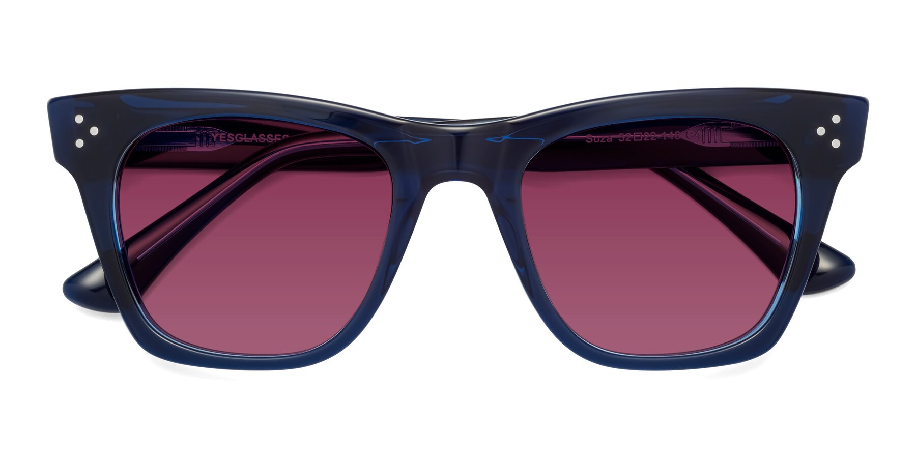 Folded Front of Soza in Blue with Wine Tinted Lenses