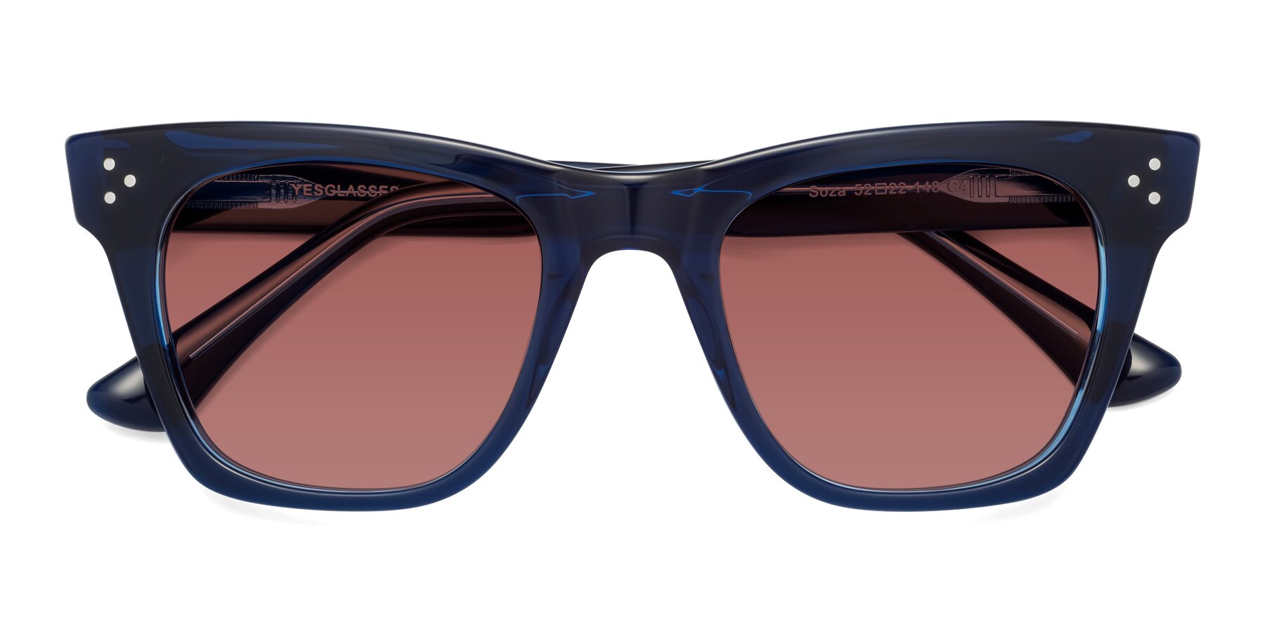 Folded Front of Soza in Blue with Garnet Tinted Lenses