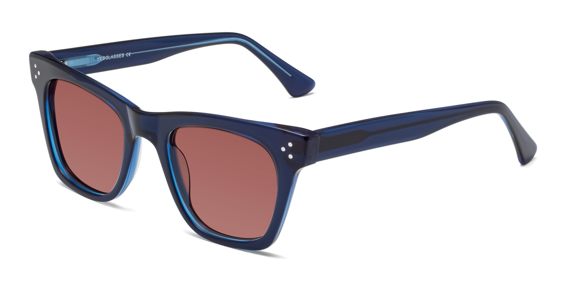 Angle of Soza in Blue with Garnet Tinted Lenses