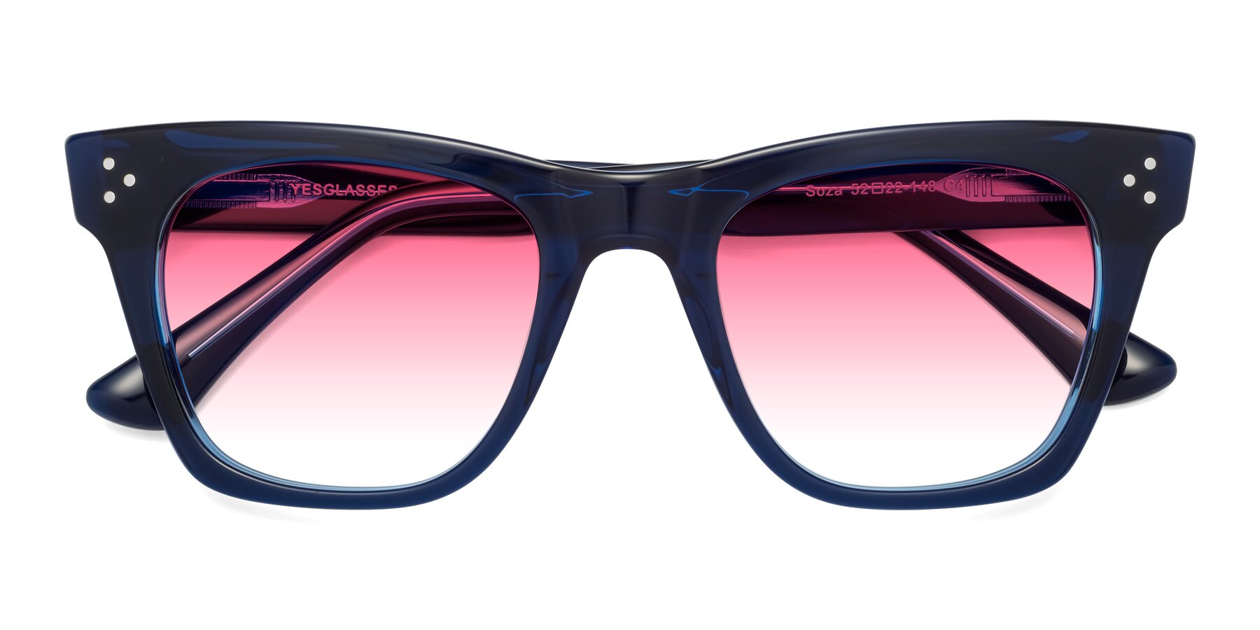 Folded Front of Soza in Blue with Pink Gradient Lenses