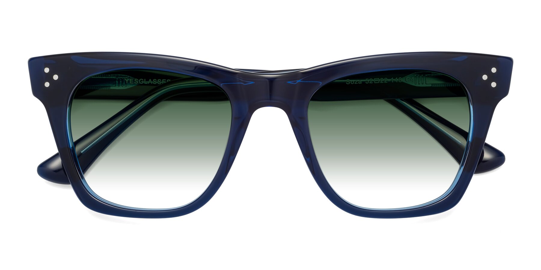 Folded Front of Soza in Blue with Green Gradient Lenses