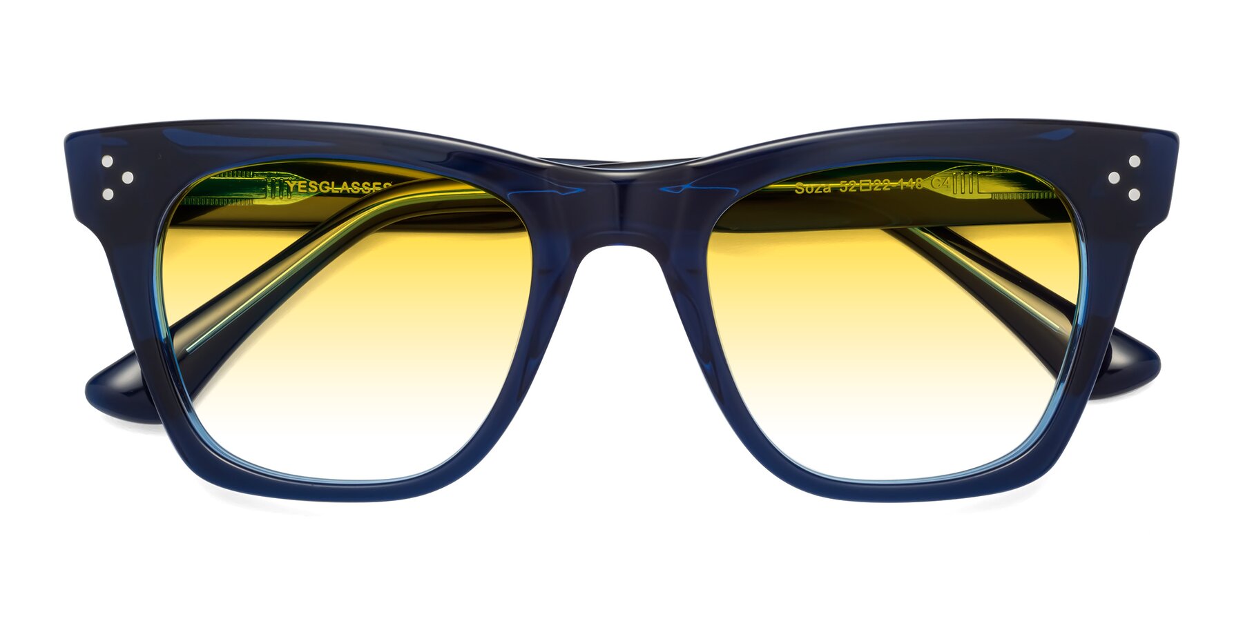 Folded Front of Soza in Blue with Yellow Gradient Lenses