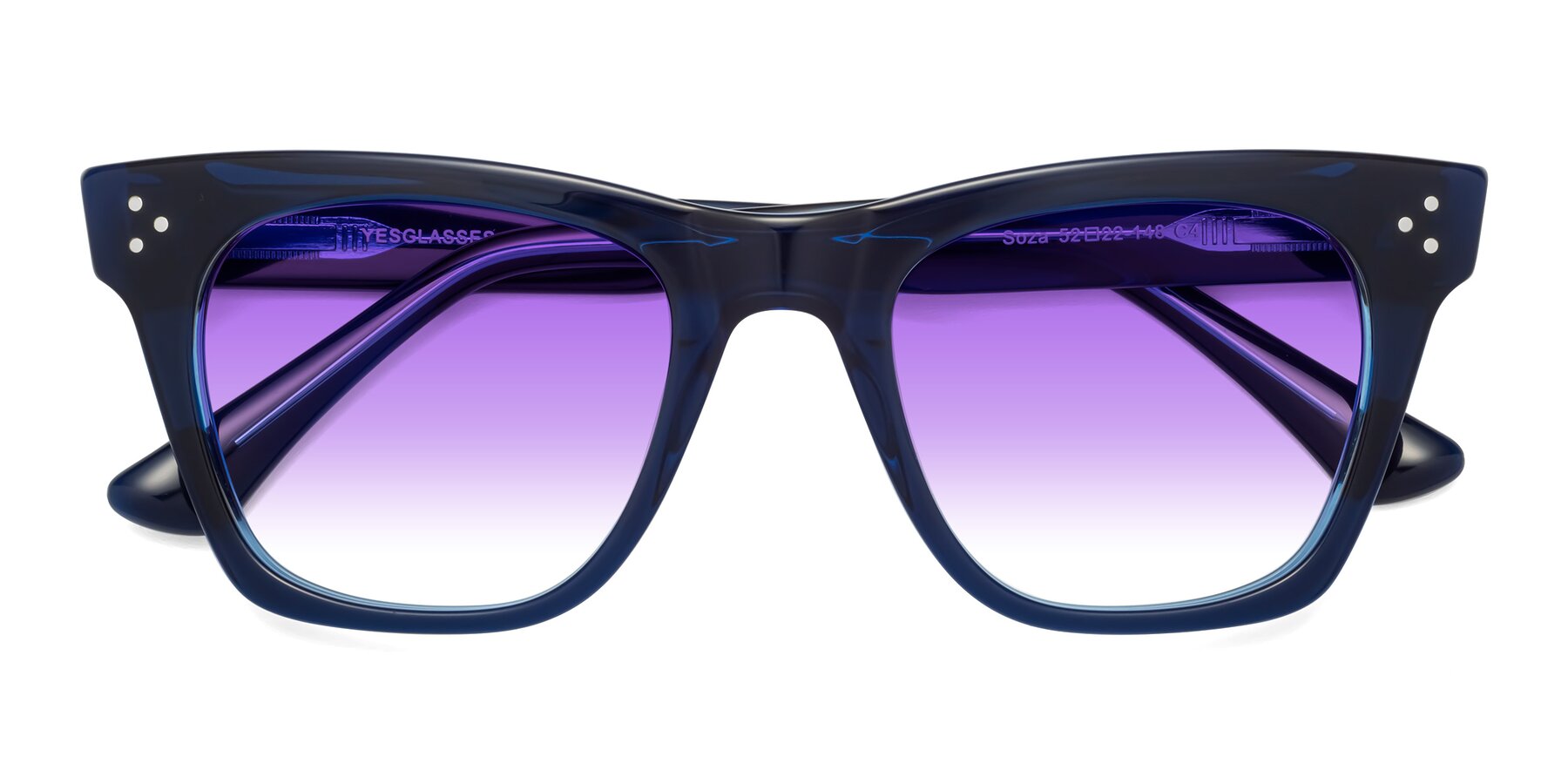 Folded Front of Soza in Blue with Purple Gradient Lenses