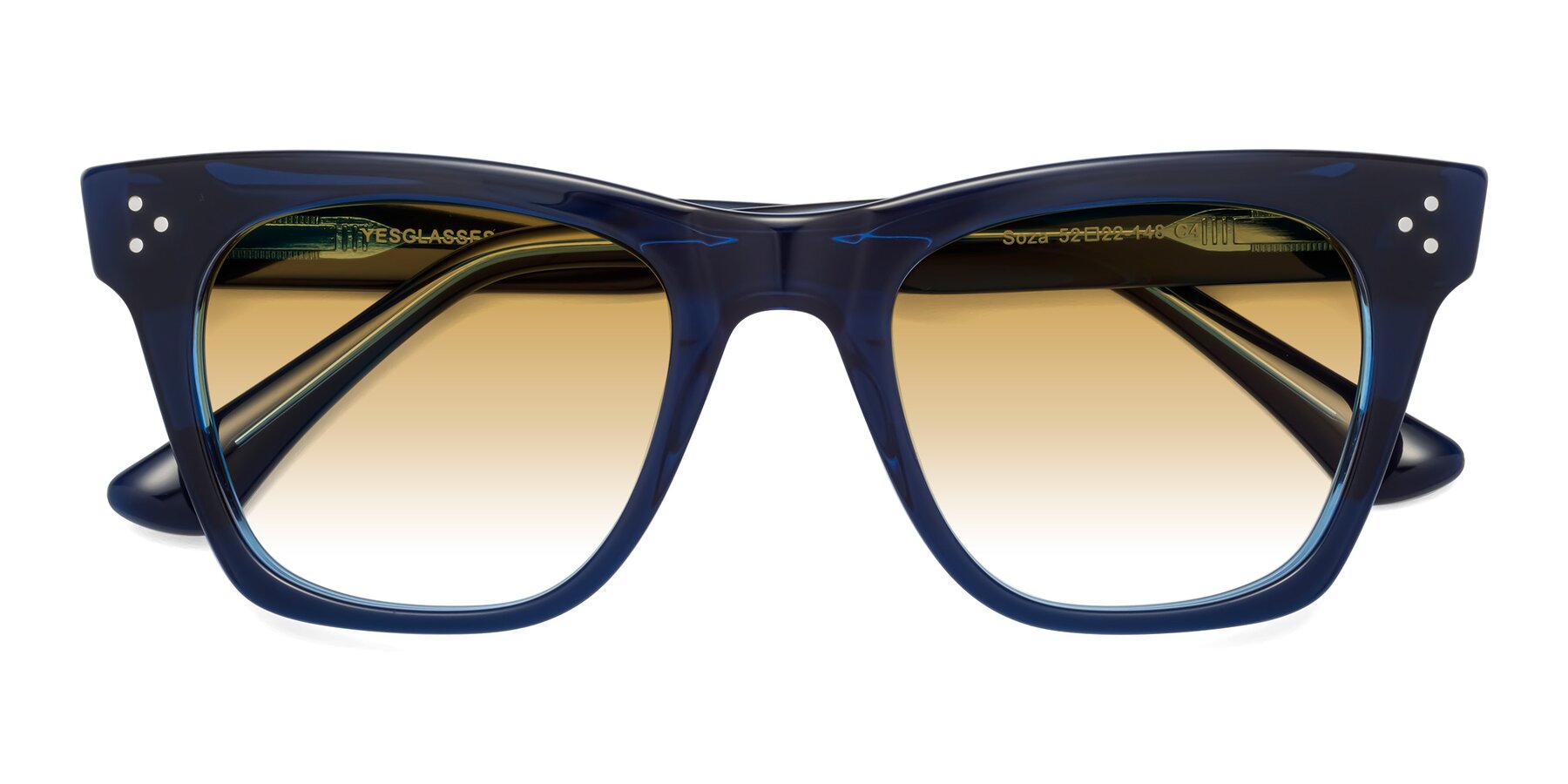 Folded Front of Soza in Blue with Champagne Gradient Lenses
