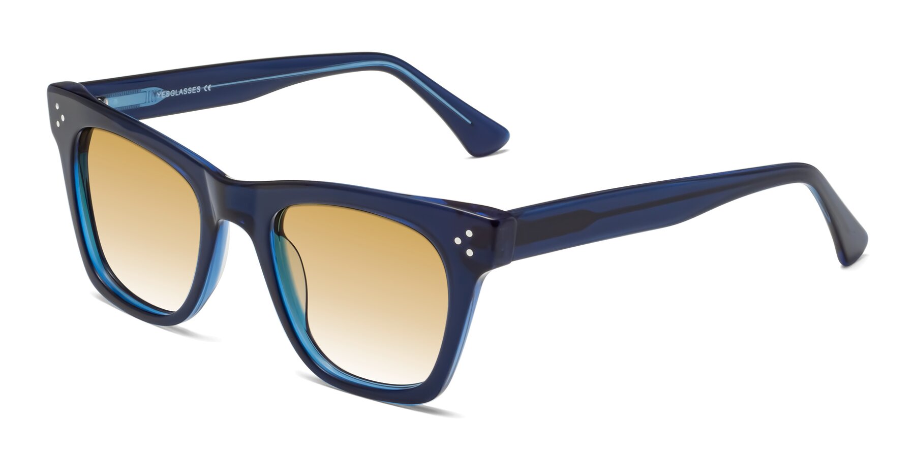 Angle of Soza in Blue with Champagne Gradient Lenses