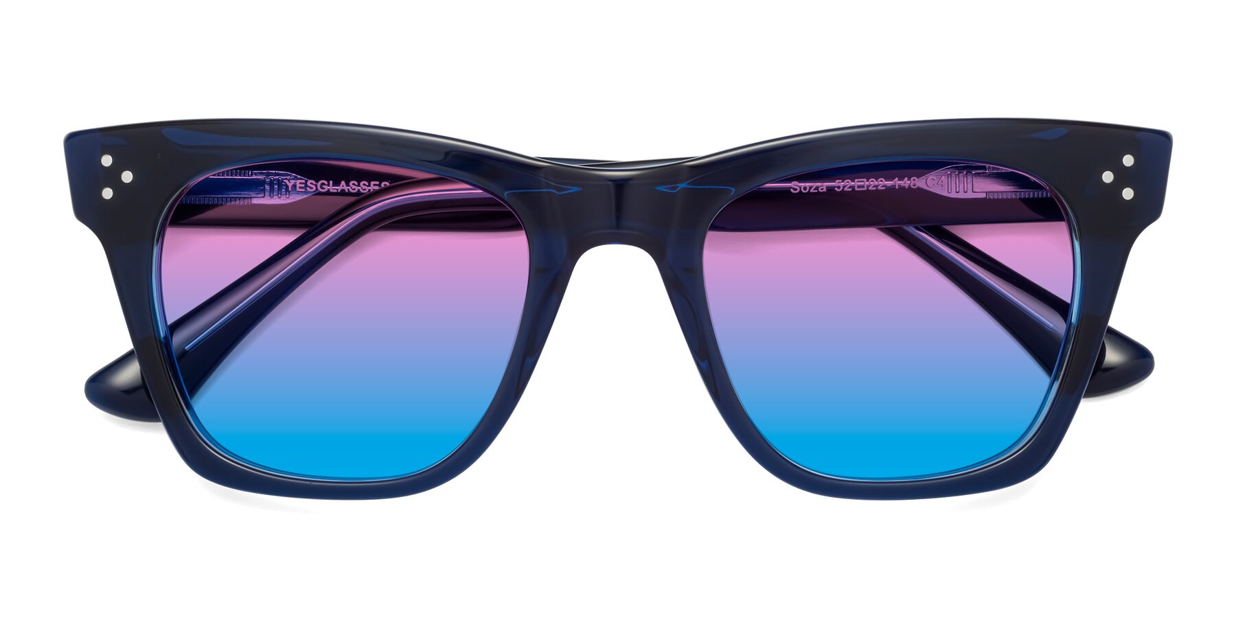 Folded Front of Soza in Blue with Pink / Blue Gradient Lenses