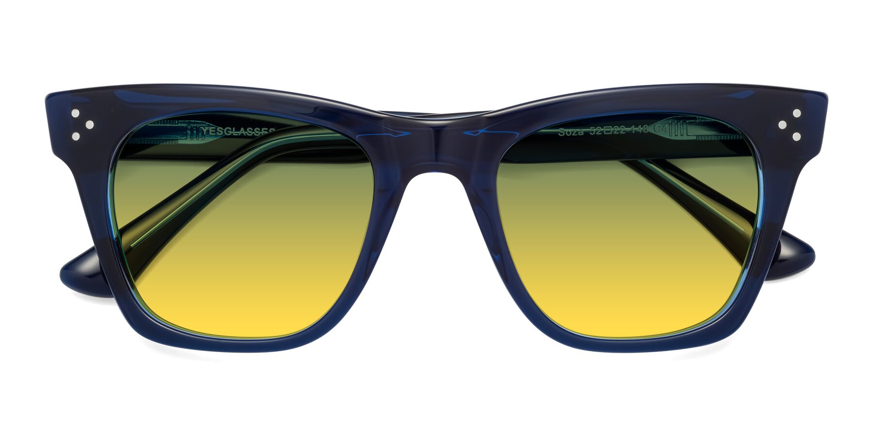 Folded Front of Soza in Blue with Green / Yellow Gradient Lenses