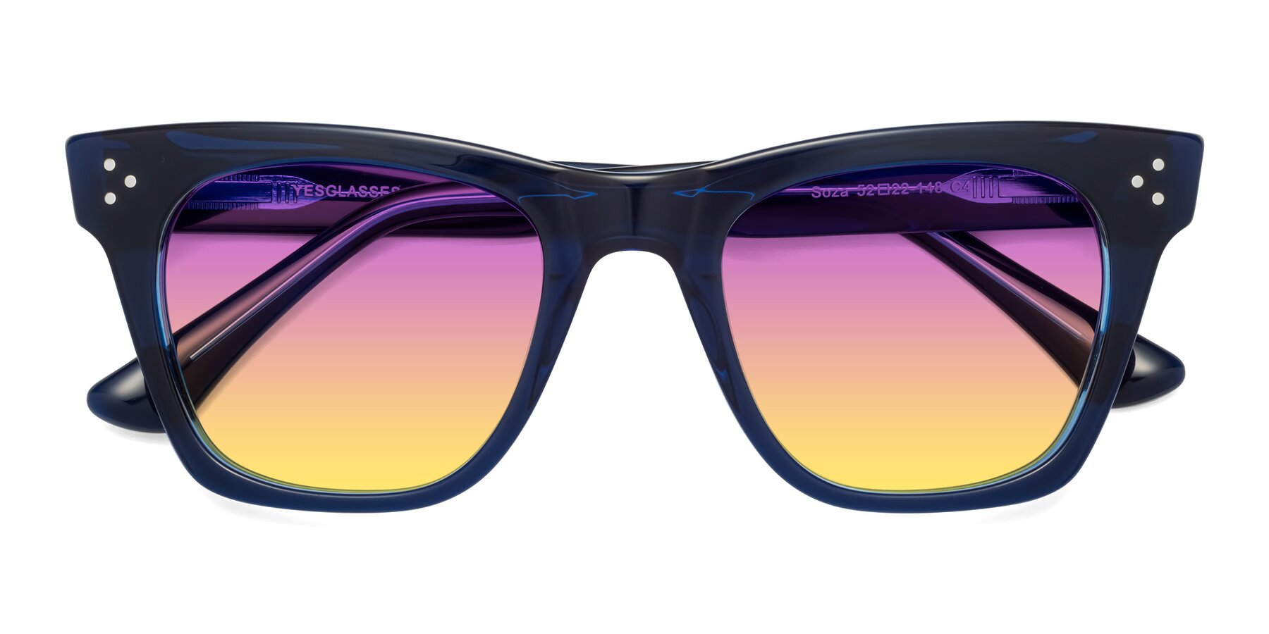 Folded Front of Soza in Blue with Purple / Yellow Gradient Lenses