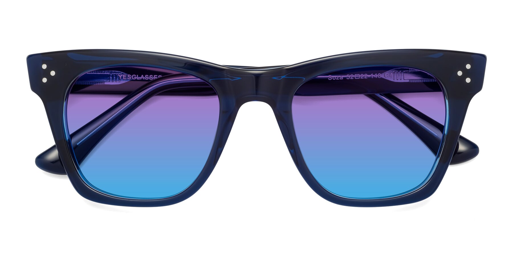 Folded Front of Soza in Blue with Purple / Blue Gradient Lenses