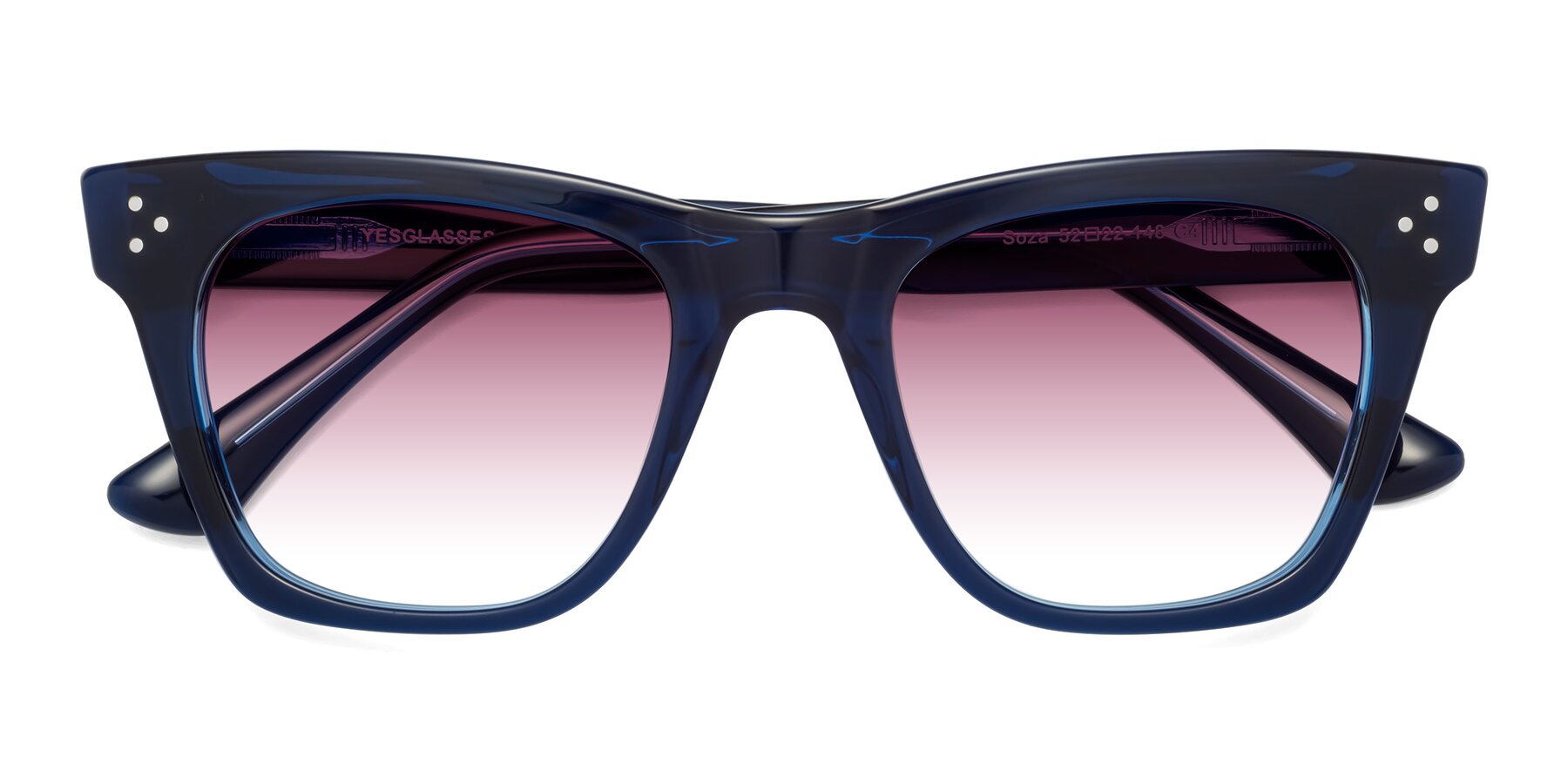 Folded Front of Soza in Blue with Wine Gradient Lenses