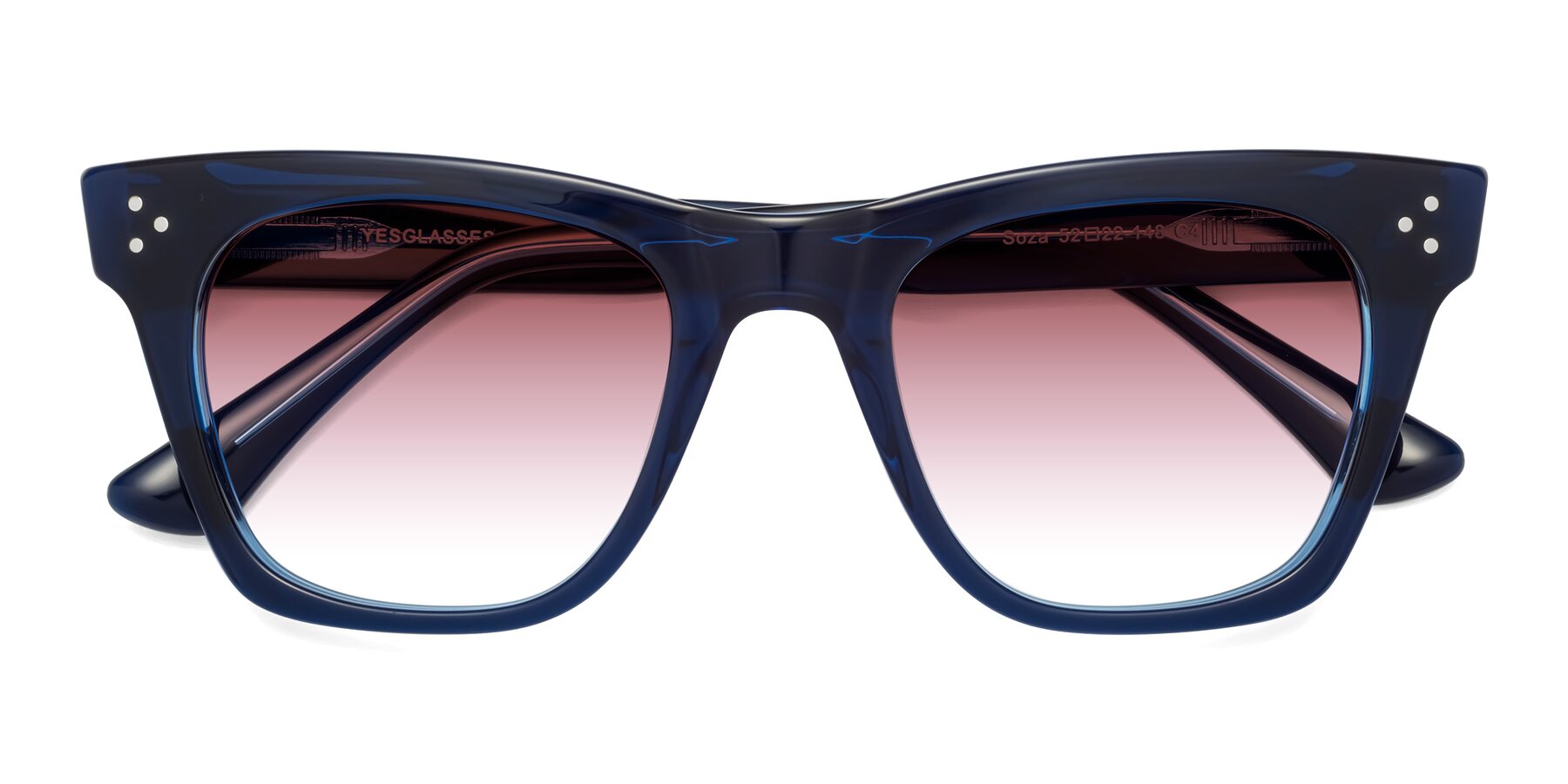 Folded Front of Soza in Blue with Garnet Gradient Lenses