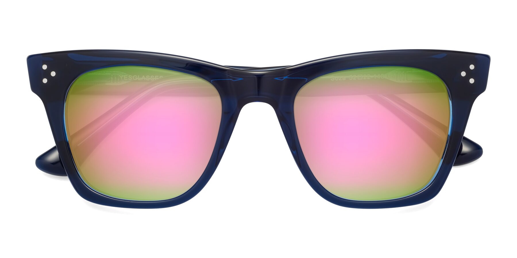 Folded Front of Soza in Blue with Pink Mirrored Lenses