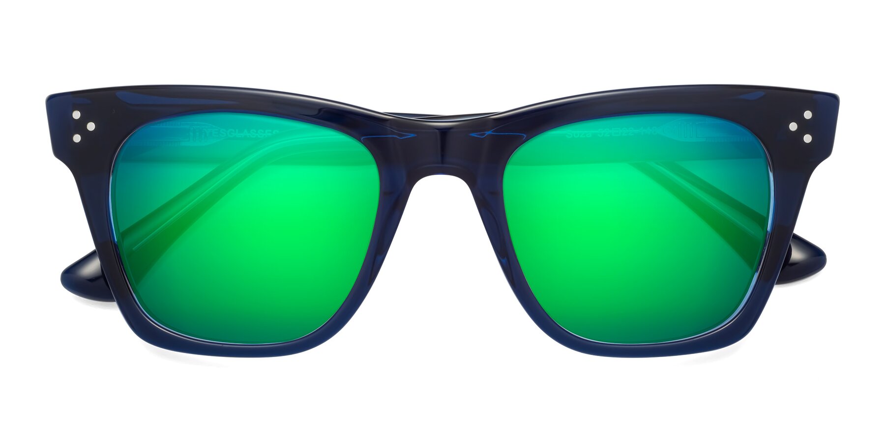 Folded Front of Soza in Blue with Green Mirrored Lenses