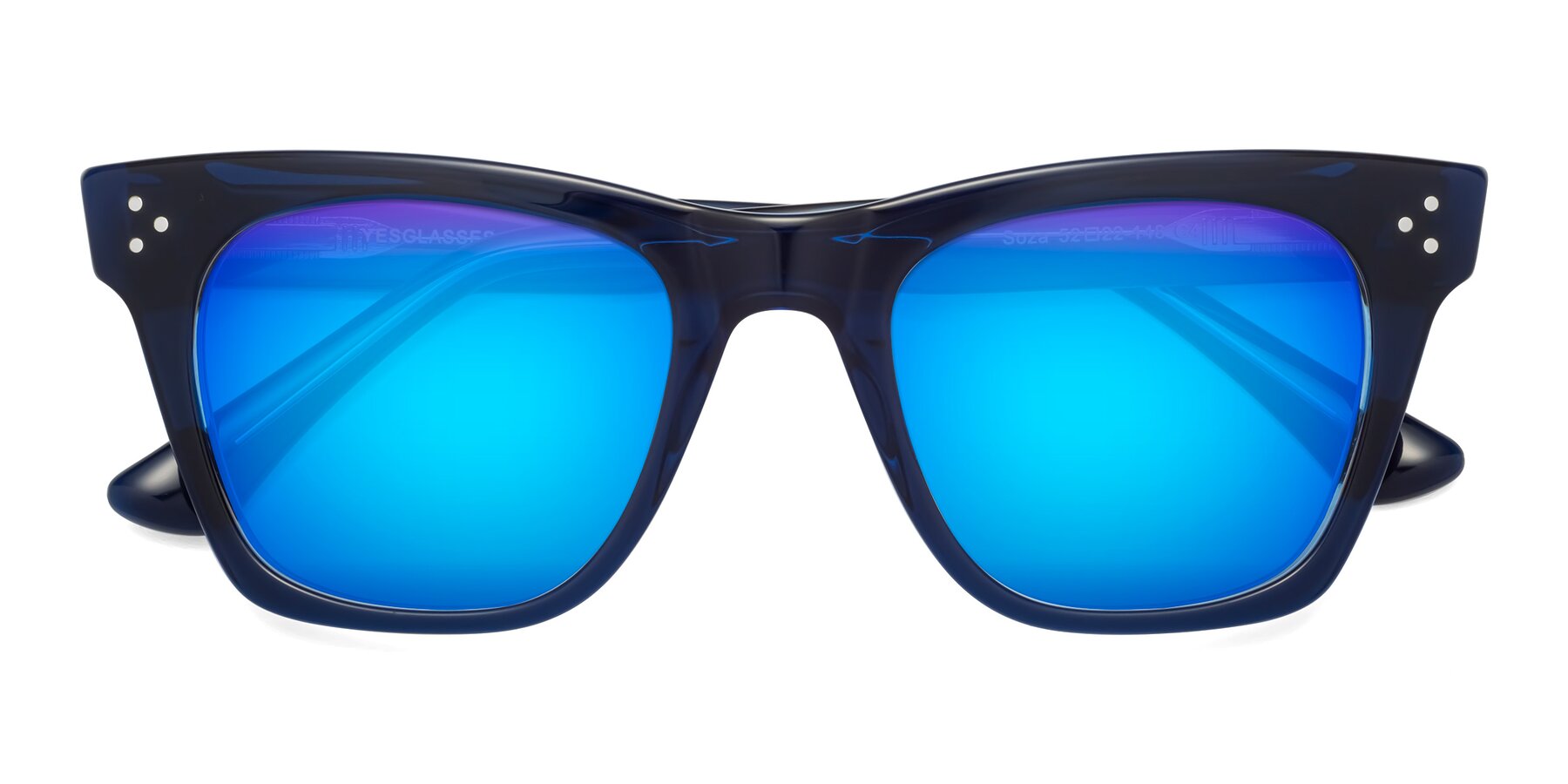 Folded Front of Soza in Blue with Blue Mirrored Lenses