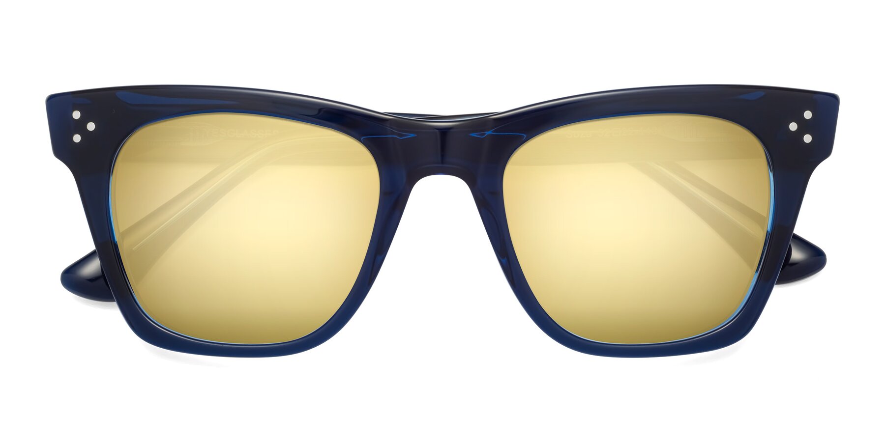 Folded Front of Soza in Blue with Gold Mirrored Lenses