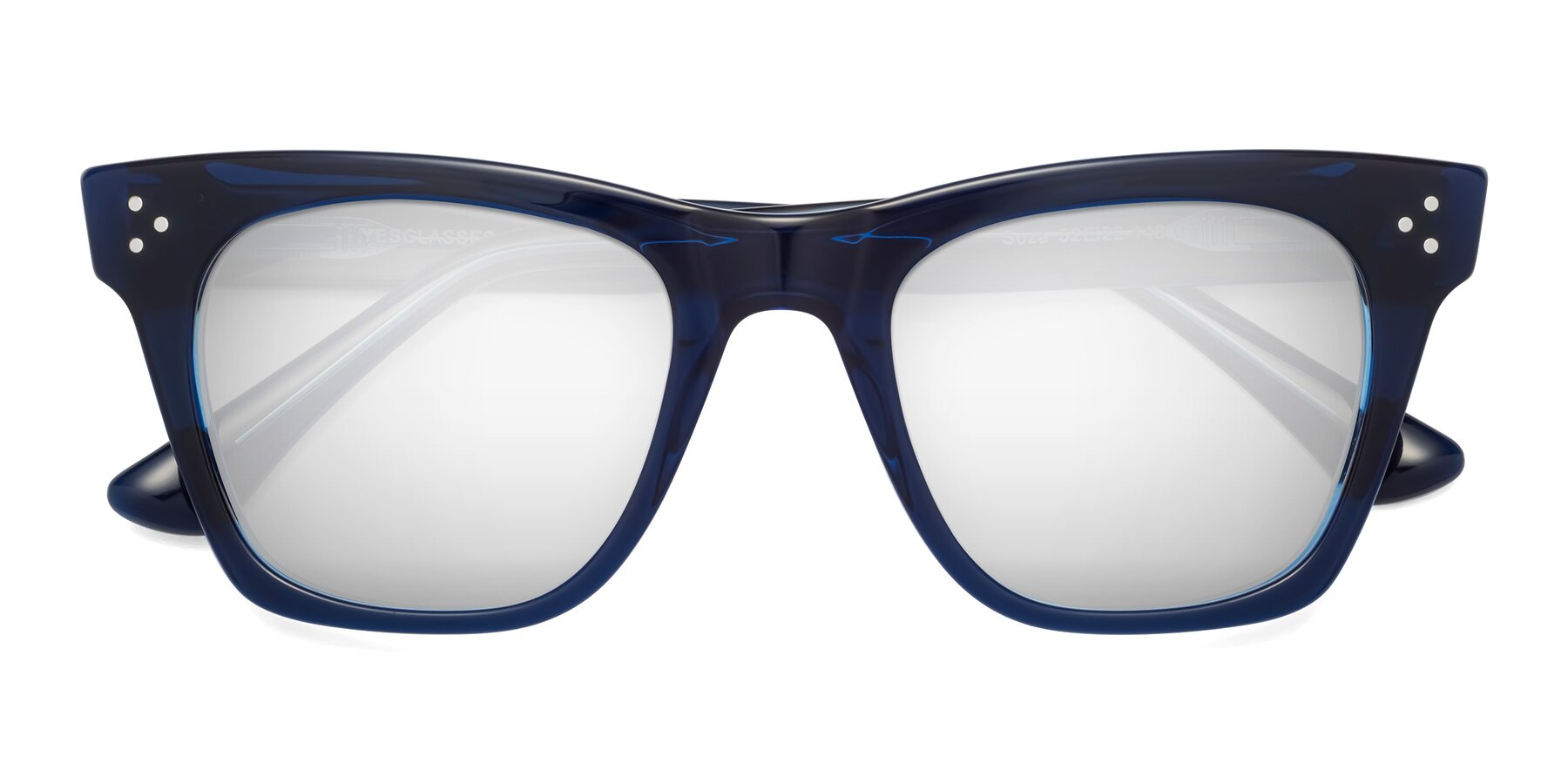 Folded Front of Soza in Blue with Silver Mirrored Lenses
